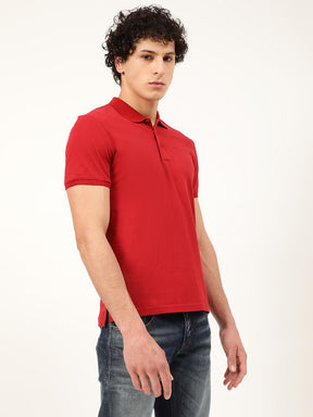 Antony Morato Men Red Pure Cotton Polo Collar T-shirt