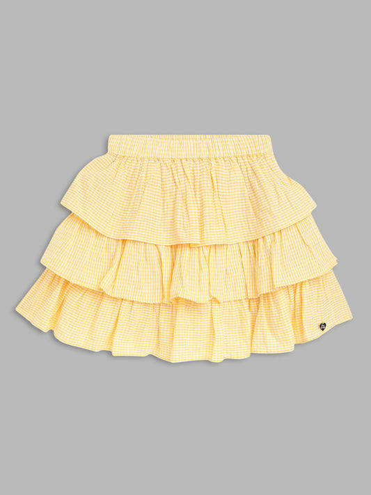 Blue Giraffe Girls Yellow Striped Regular Fit Skirt