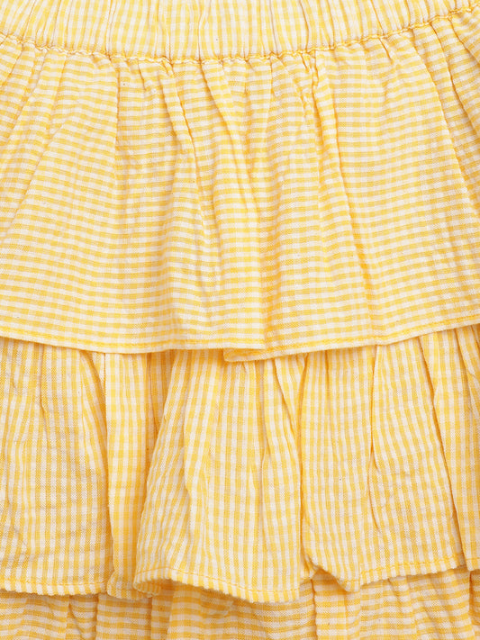 Blue Giraffe Girls Yellow Striped Regular Fit Skirt