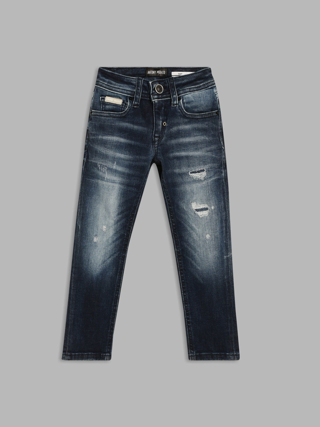 Antony Morato Boys Blue Tapered Fit Mildly Distressed Heavy Fade Jeans