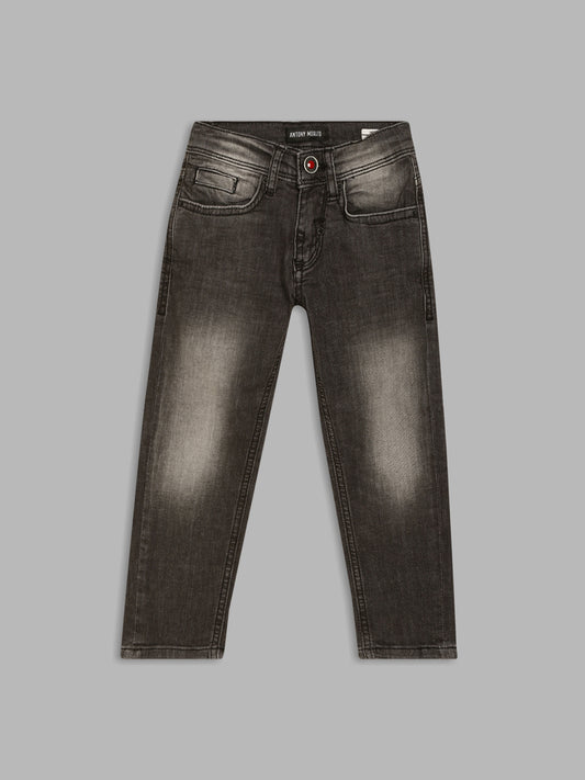 Antony Morato Boys Black Skinny Fit Low Distress Heavy Fade Jeans