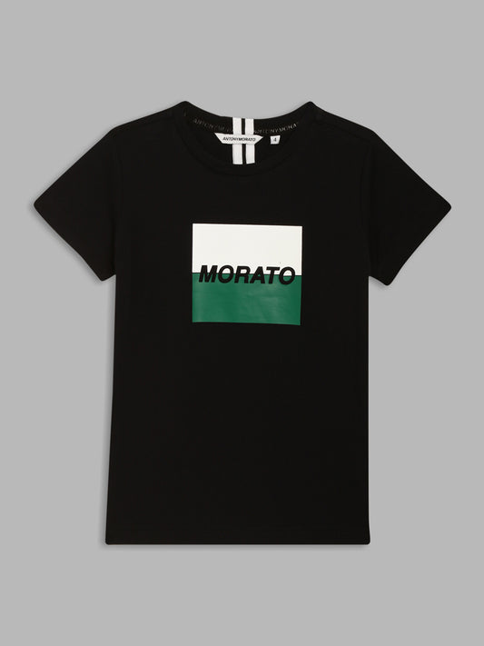 Antony Morato Kids Black & Red Logo Regular Fit T-Shirt