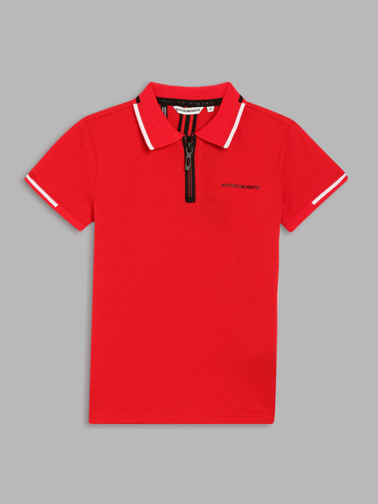 Antony Morato Kids Red Regular Fit Polo T-Shirt
