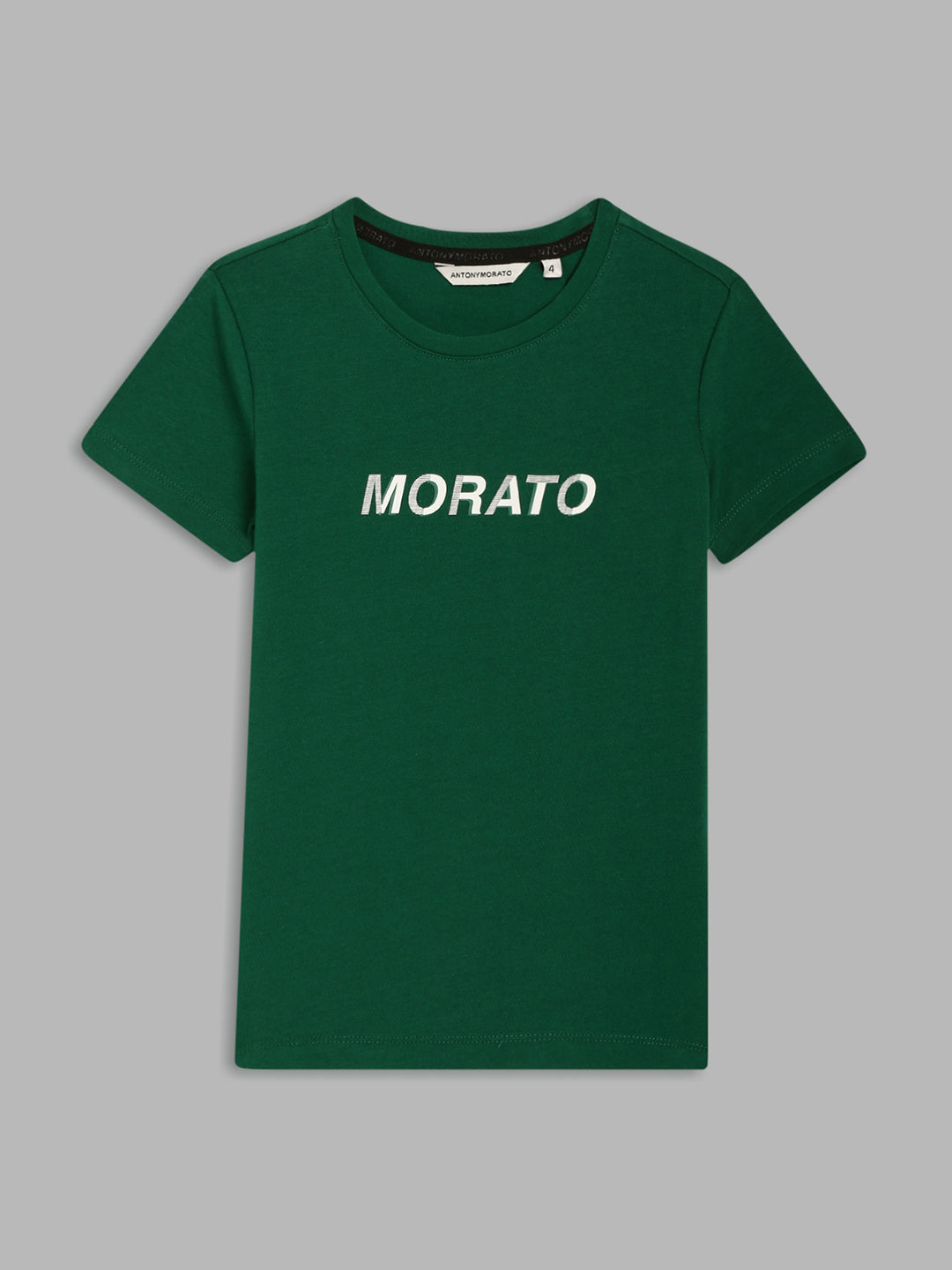 Antony Morato Boys Green  White Typography Cotton Printed T-shirt