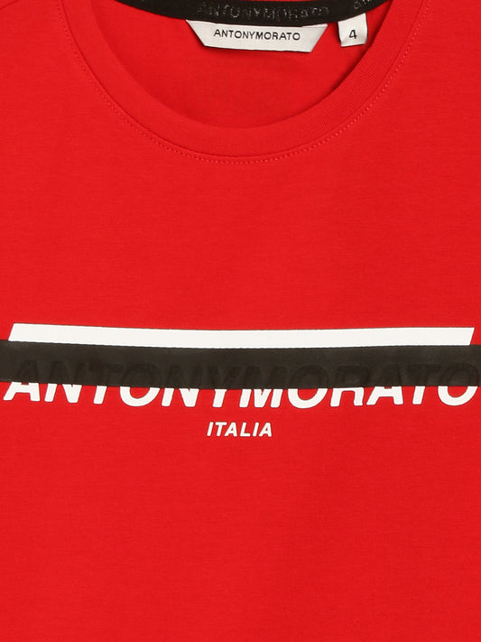 Antony Morato Kids Red Logo Regular Fit T-Shirt