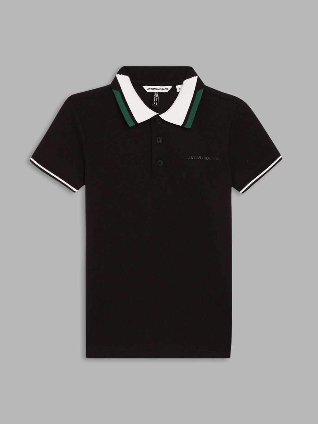 Antony Morato Boys Black Pure Cotton Polo Collar T-shirt