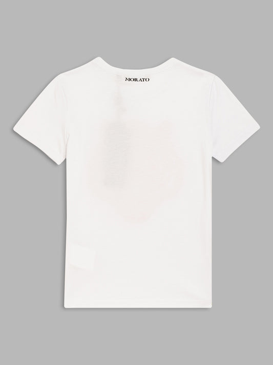Antony Morato Kids White Printed Regular Fit T-Shirt