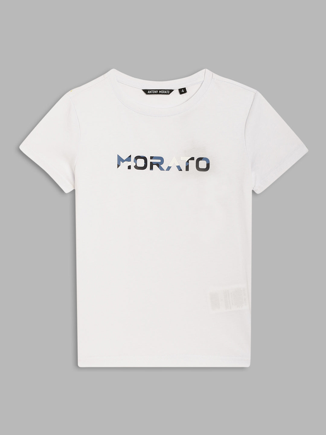 Antony Morato Boys White Typography Cotton Printed T-shirt