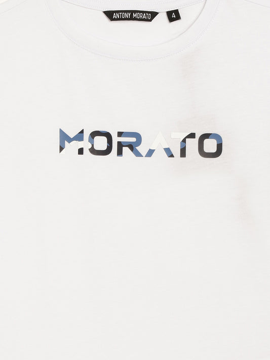 Antony Morato Kids White Logo Regular Fit T-Shirt