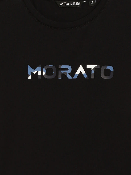 Antony Morato Kids Black Logo Regular Fit T-Shirt