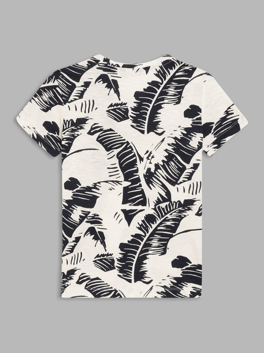 Antony Morato Kids White & Navy Printed Regular Fit T-Shirt