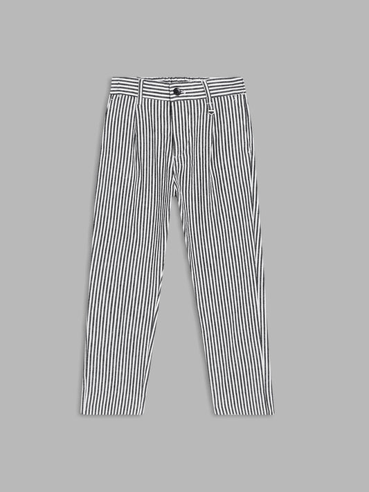 Antony Morato Boys Striped Mid-Rise Linen Cotton Trousers