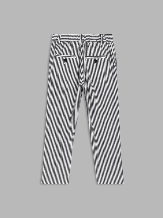 Antony Morato Boys Striped Mid-Rise Linen Cotton Trousers