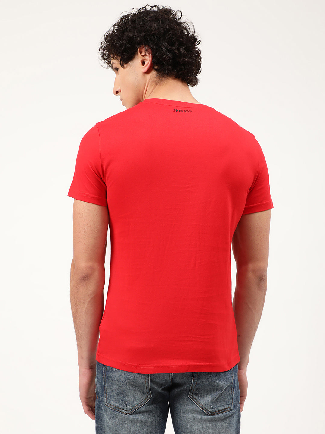 Antony Morato Men Red Printed Slim Fit Pure Cotton T-shirt