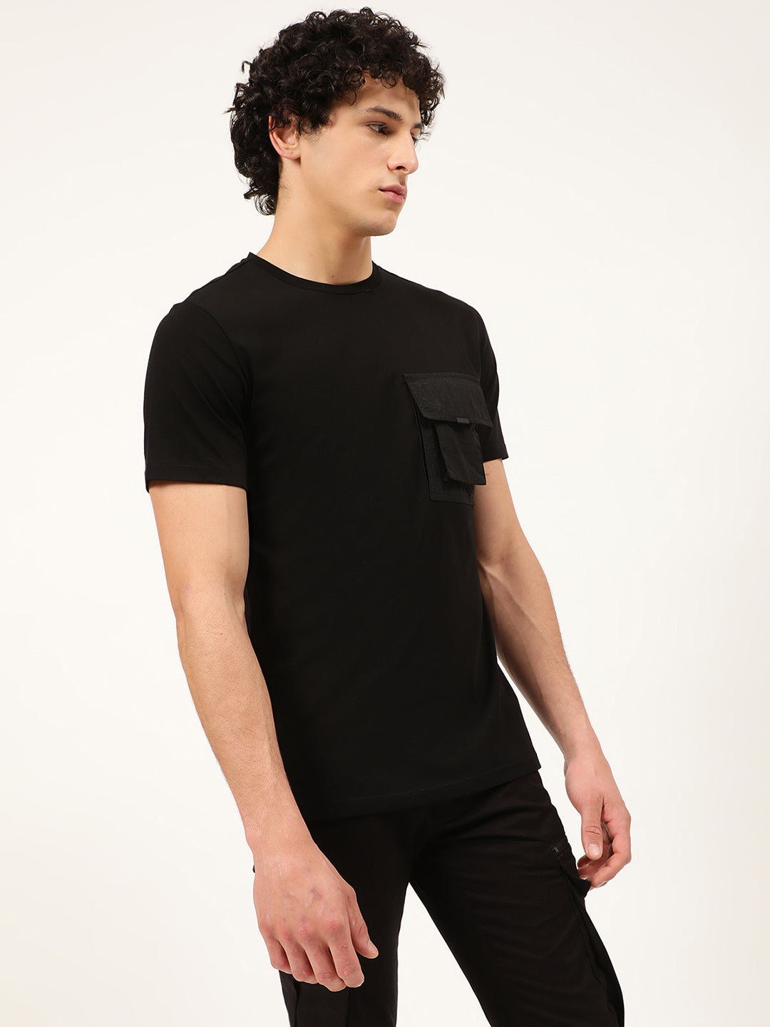 Antony Morato Men Black Slim Fit Pure Cotton T-shirt