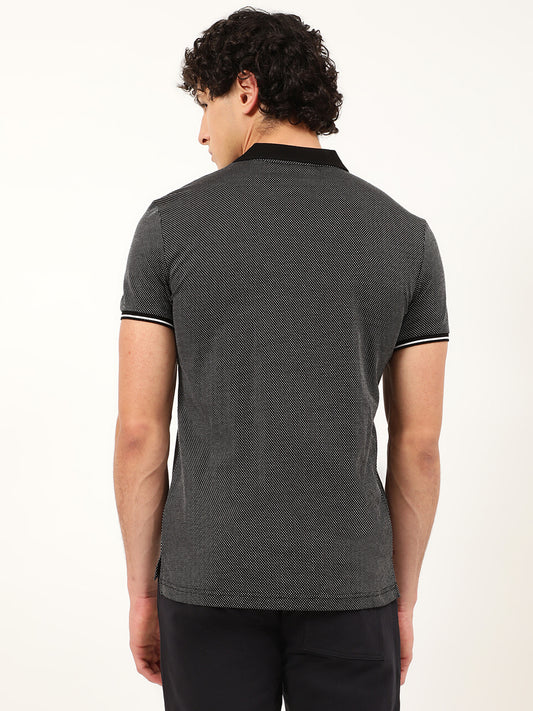 Antony Morato Black Printed Slim Fit Polo T-Shirt