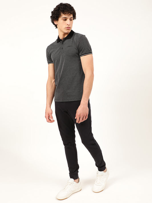 Antony Morato Black Printed Slim Fit Polo T-Shirt