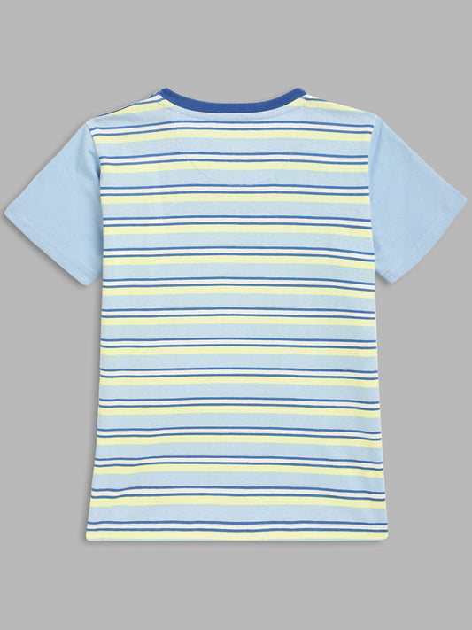 Blue Giraffe Boys Multi Striped Round Neck TShirt