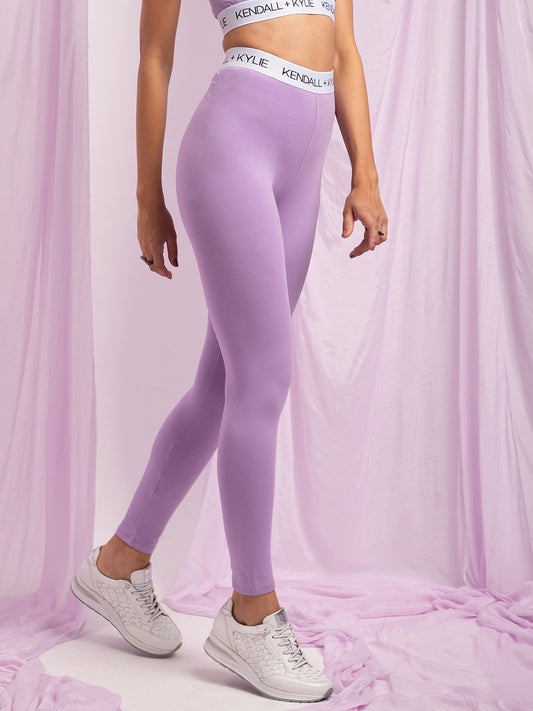 Kendall & Kylie Women Lilac Printed Skinny Fit Legging