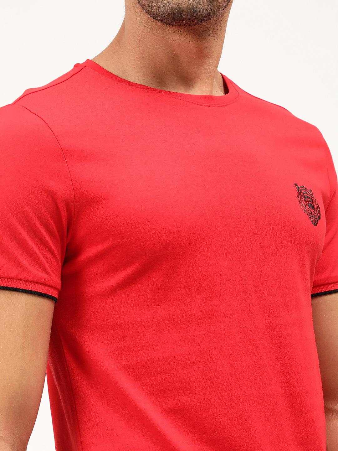 Antony Morato Men Red Cotton Solid Slim Fit T-shirt