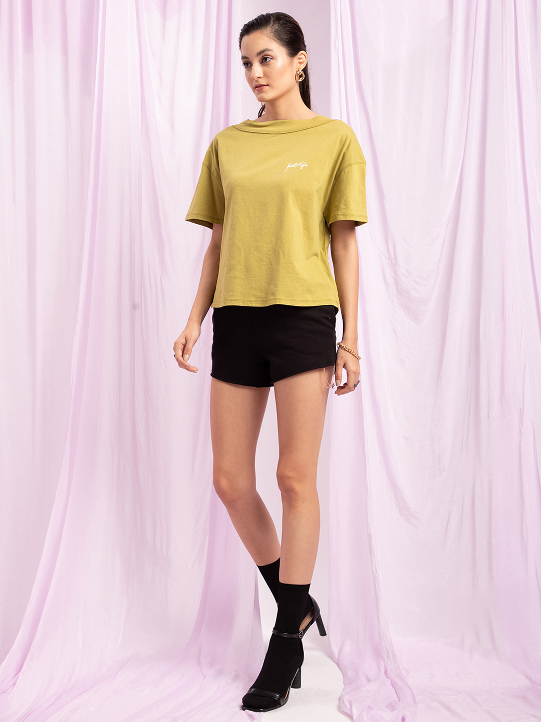 Kendall + Kylie Elia Green Loose Fit T-Shirt