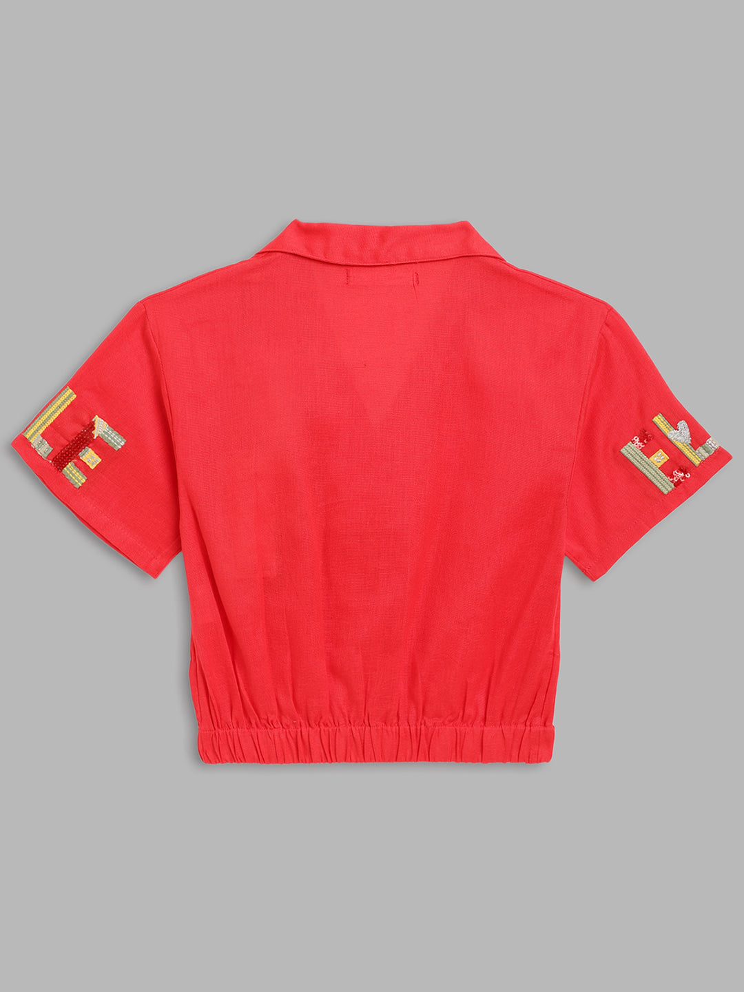 Elle Kids Girls Coral Solid Collar Top