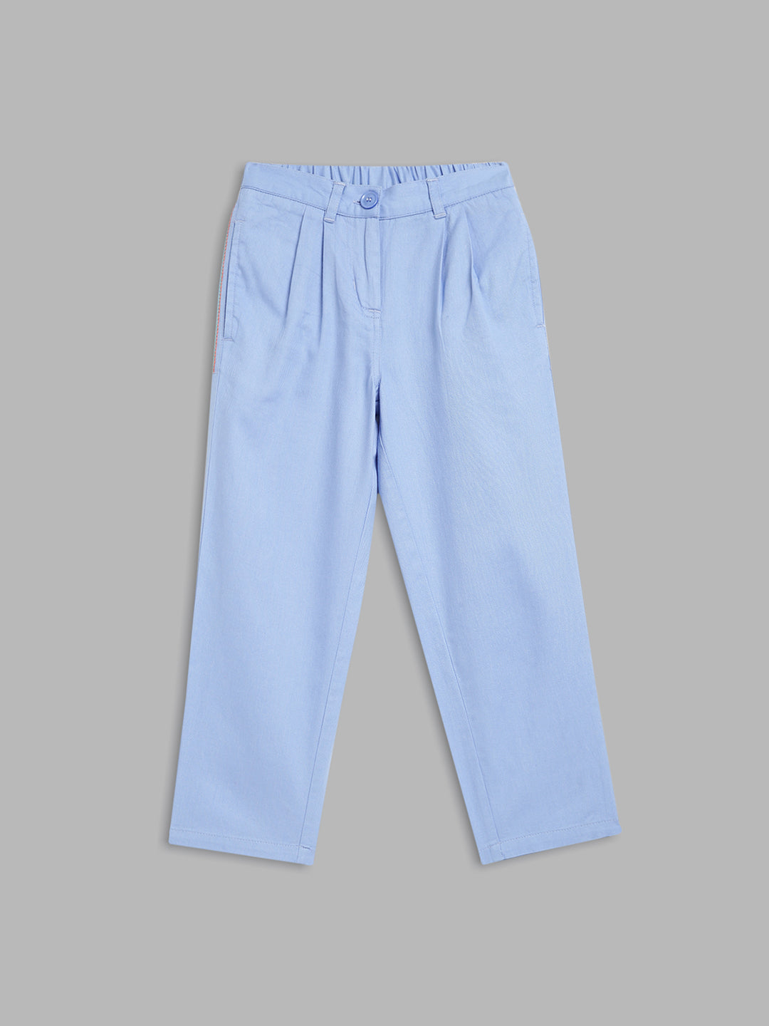 Elle Kids Girls Blue Solid Relaxed Fit Trouser