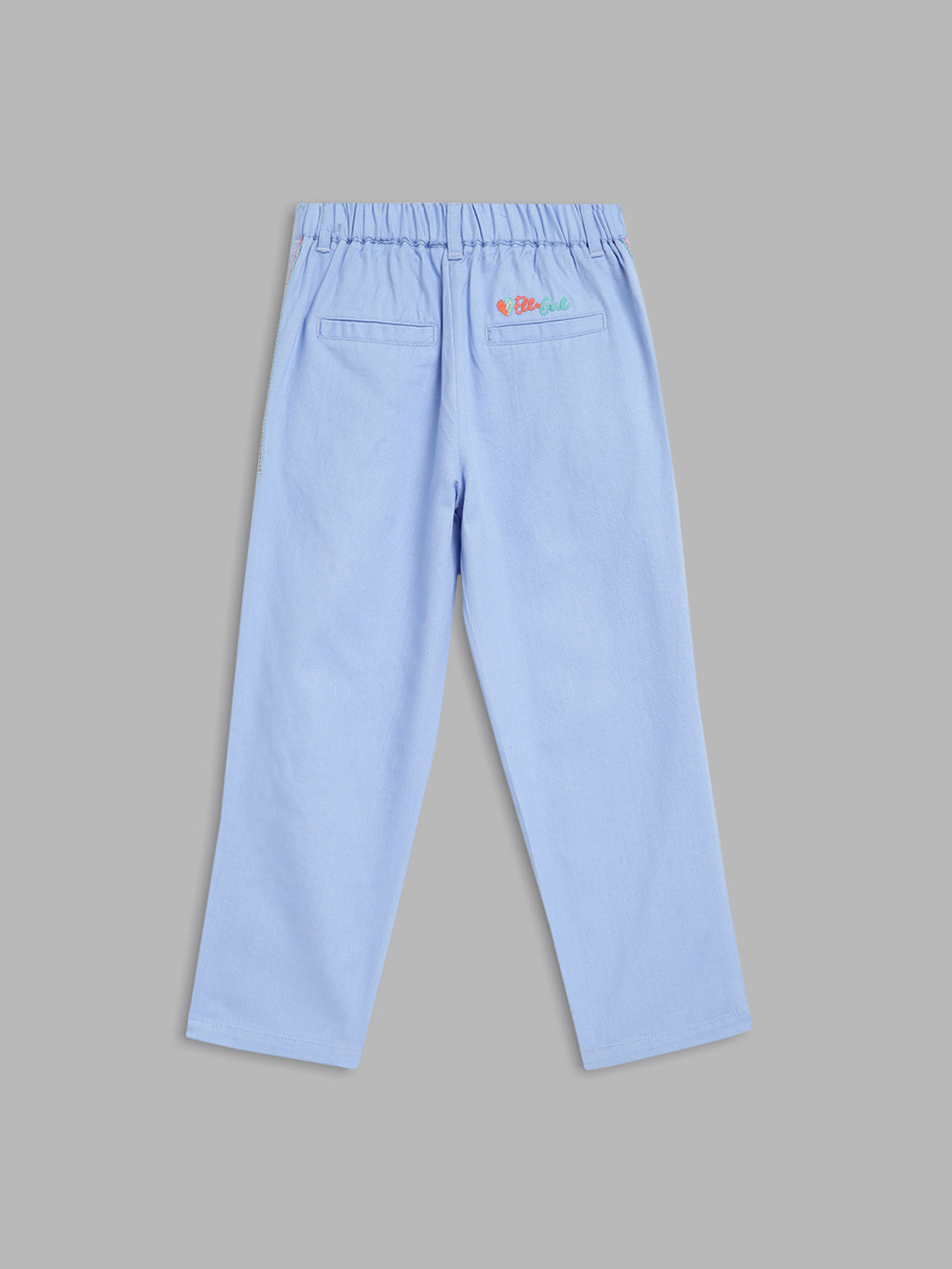 Elle Kids Girls Blue Solid Relaxed Fit Trouser