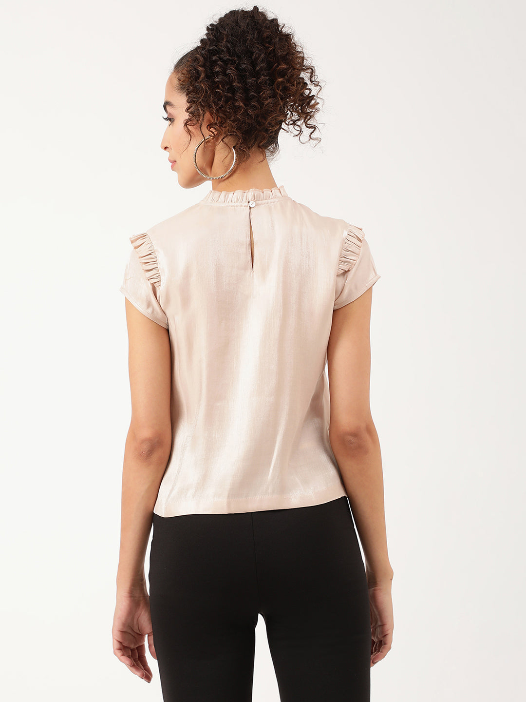 Centre Stage Women Beige Solid Round Neck Top