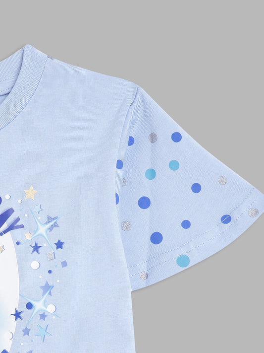 Blue Giraffe Kids Blue Printed Disney Princess Regular Fit T-Shirt