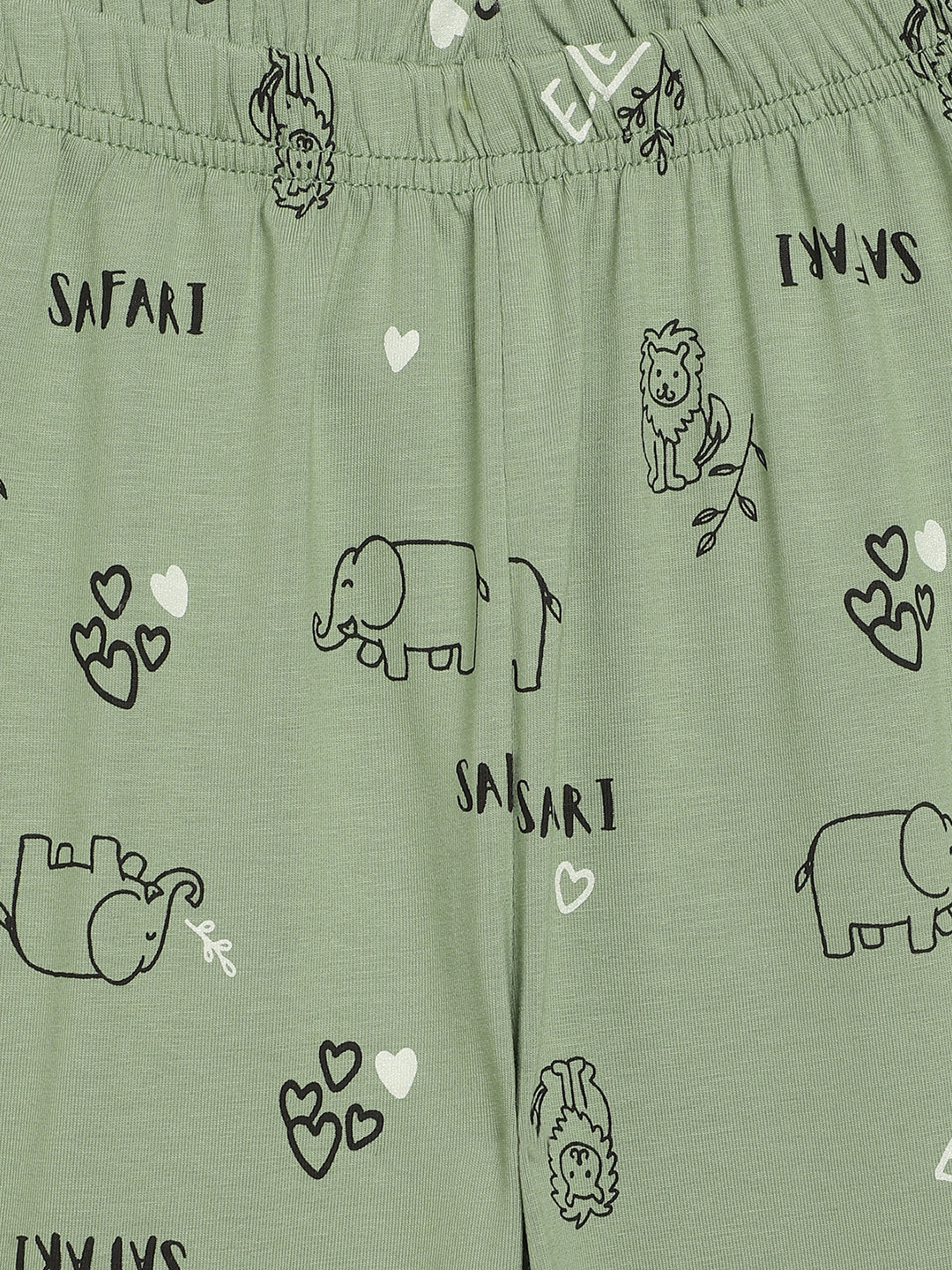 Elle Girls Olive Printed Regular Fit Legging