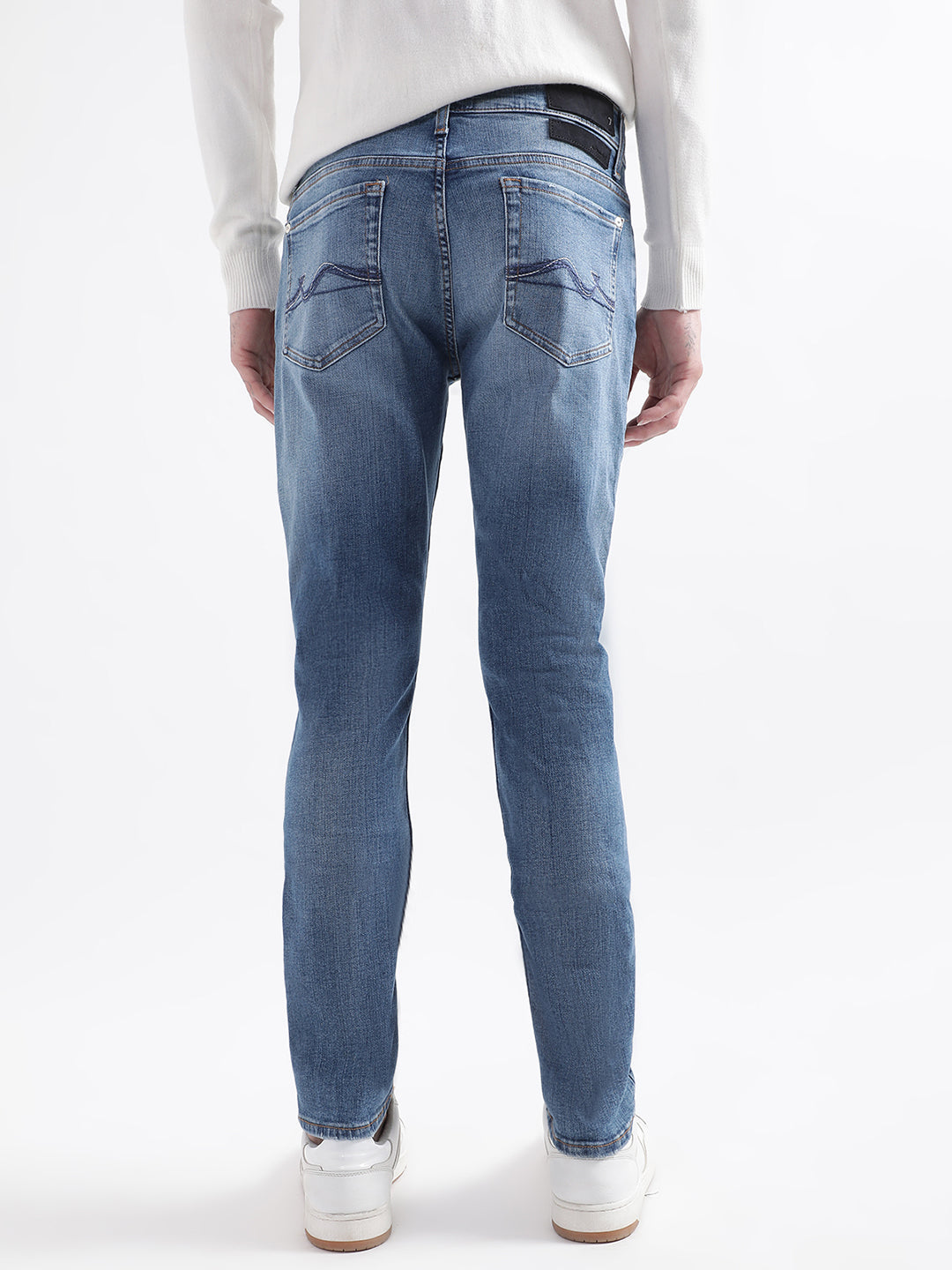 7 For All Mankind Men Mid Blue Skinny Fit Jeans