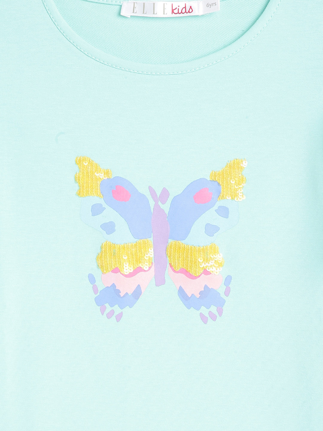 Elle Kids Girls Green Printed Round Neck Dress