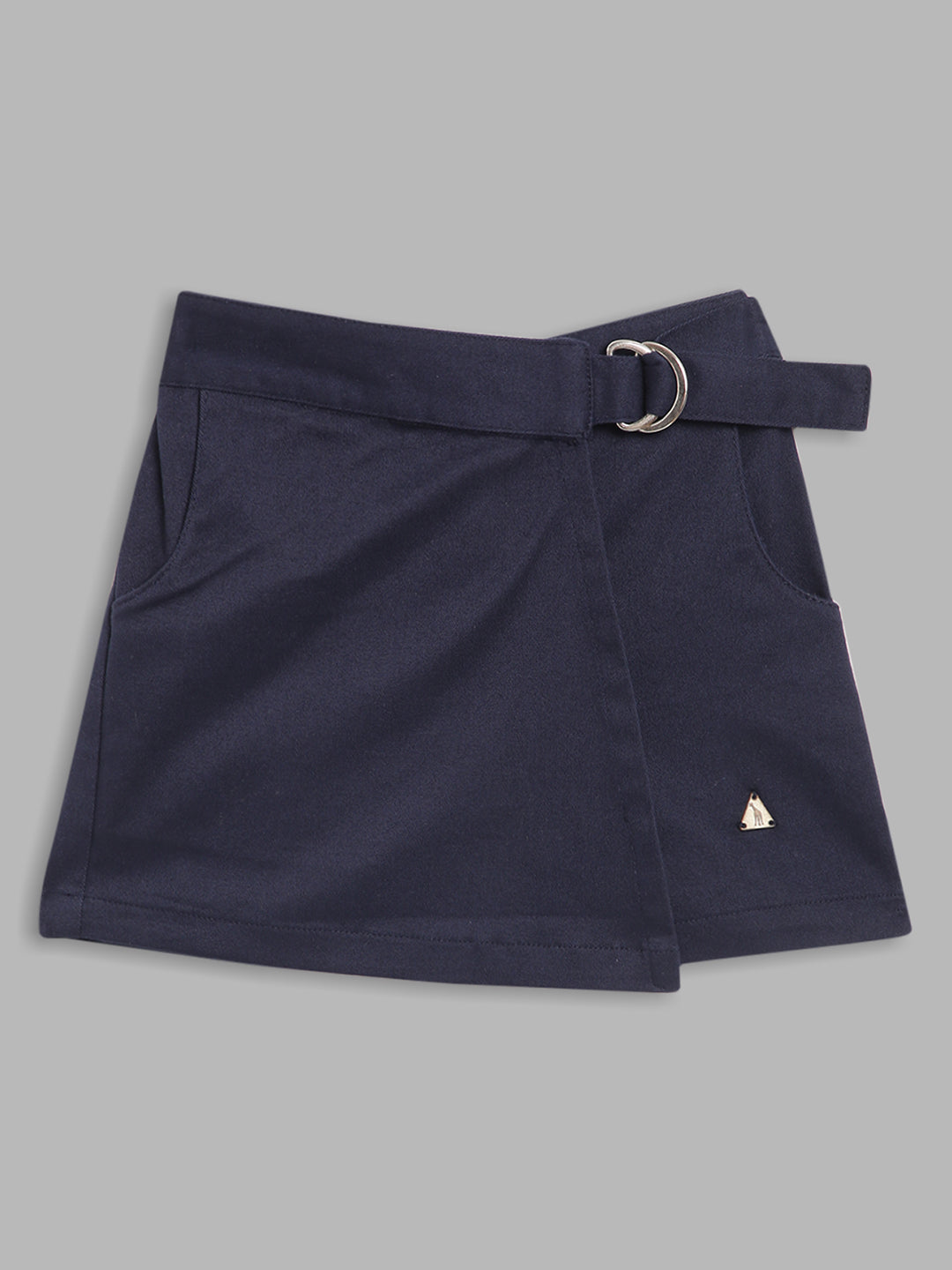 Blue Giraffe Girls Navy Blue Solid Regular Fit Skirt