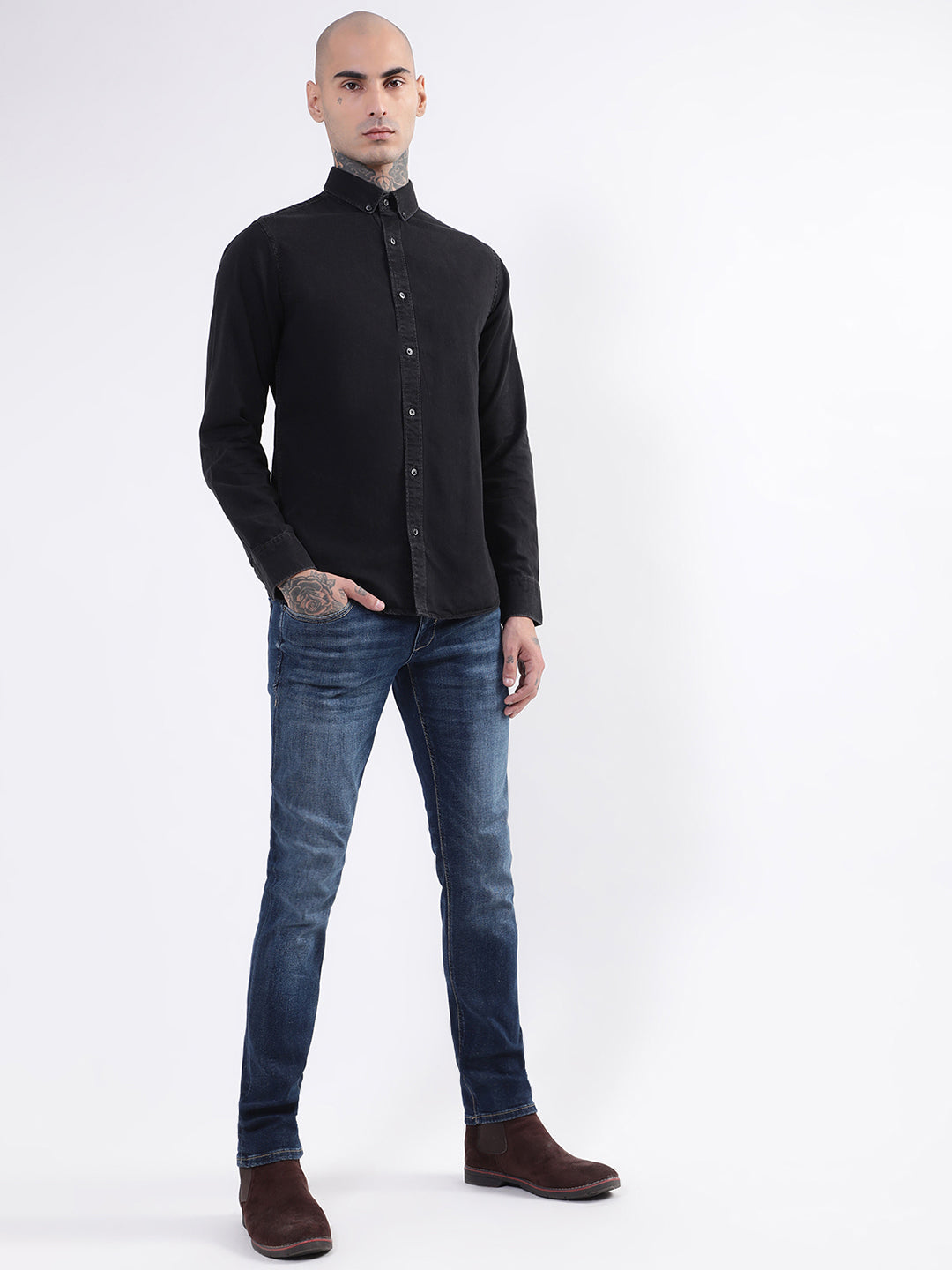 Bruun & Stengade Mens Black Solid Shirt