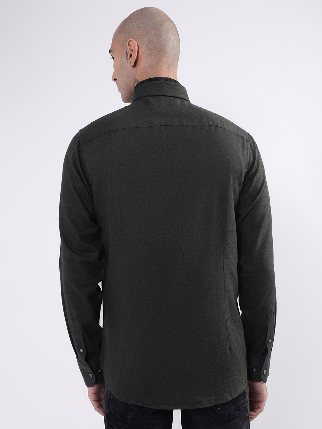 Bruun & Stengade Mens Dark Green Solid Shirt