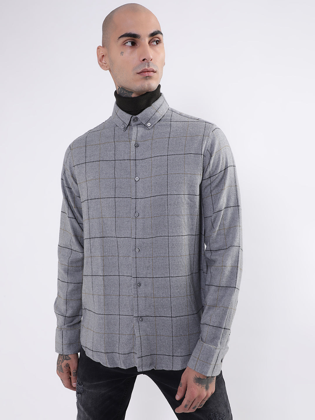 Bruun & Stengade Mens Grey Checkered Shirt