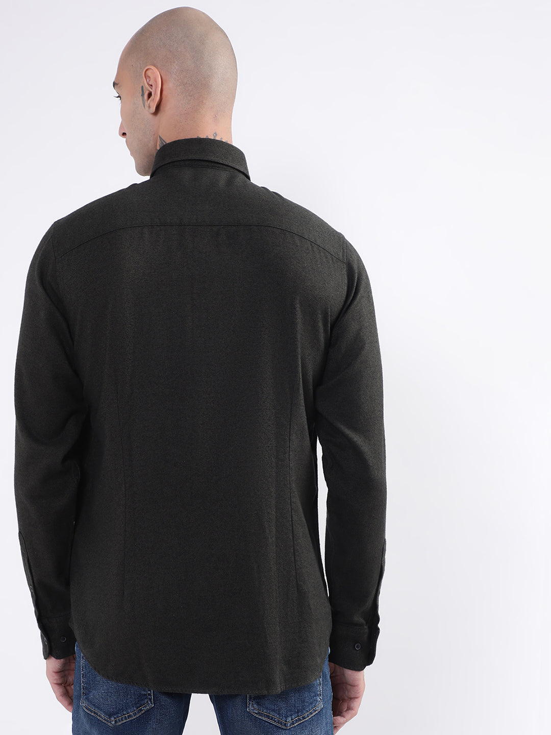 Bruun & Stengade Mens Dark Green Solid Shirt