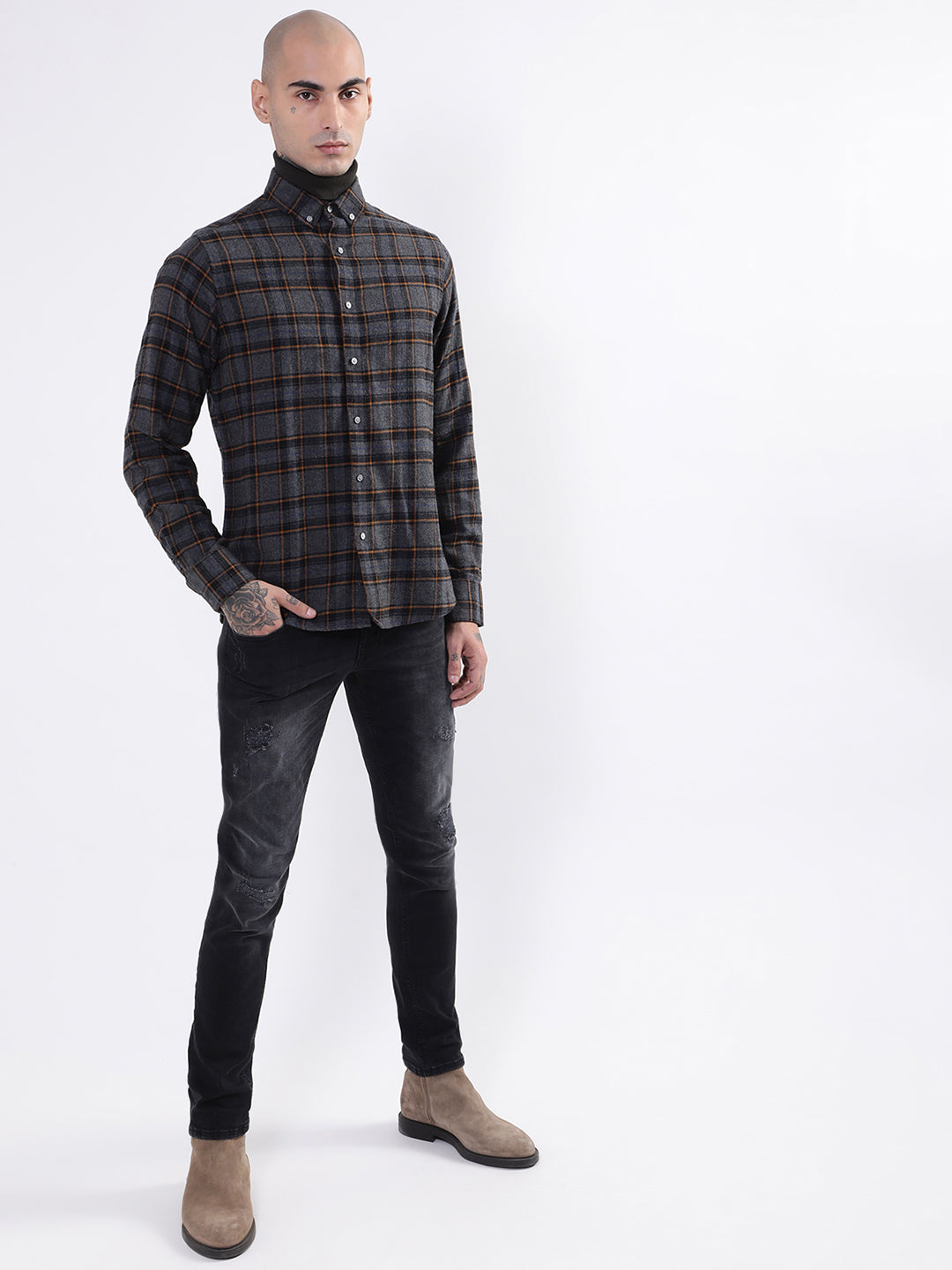 Bruun & Stengade Men Grey Solid Shirt