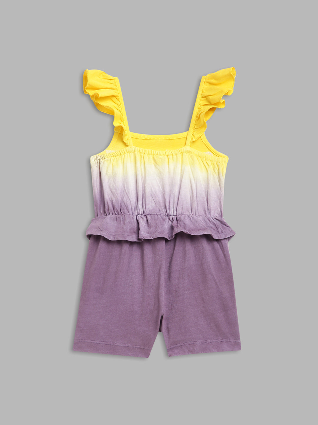 Blue Giraffe Girls Yellow Dyed Square Neck Playsuit