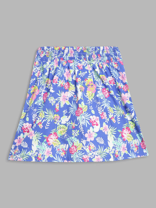 Blue Giraffe Girls Multi Printed Flared Skirt