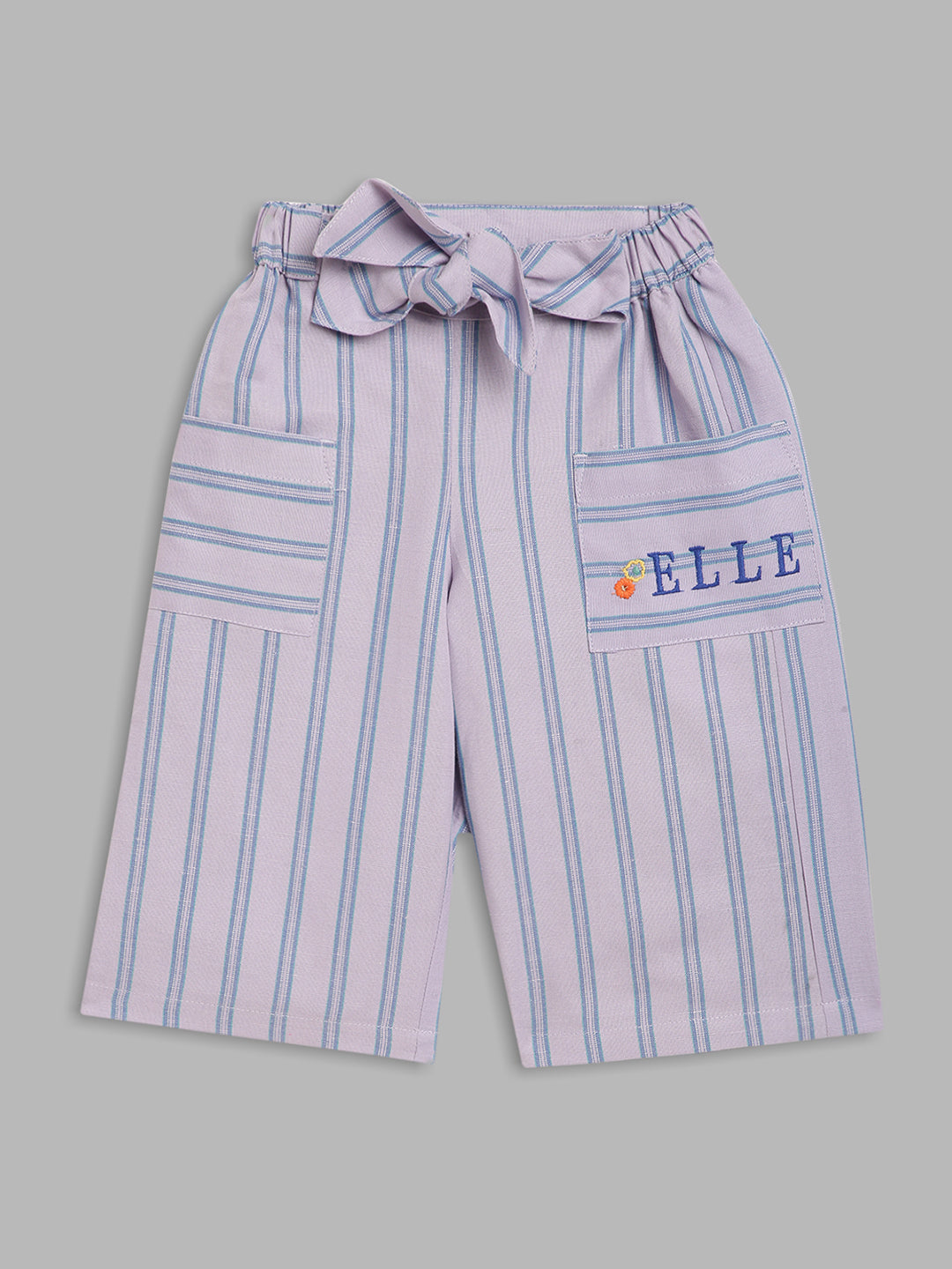 Elle Kids Girls Lilac Striped Relaxed Fit Trouser