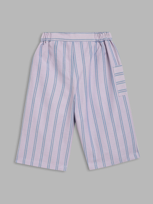 Elle Kids Girls Lilac Striped Relaxed Fit Trouser