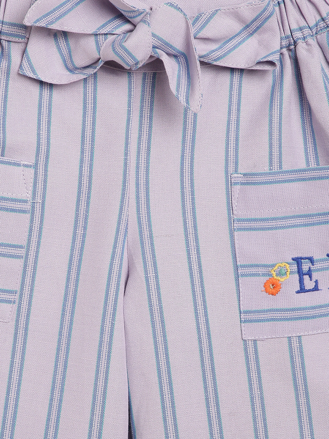 Elle Kids Girls Lilac Striped Relaxed Fit Trouser