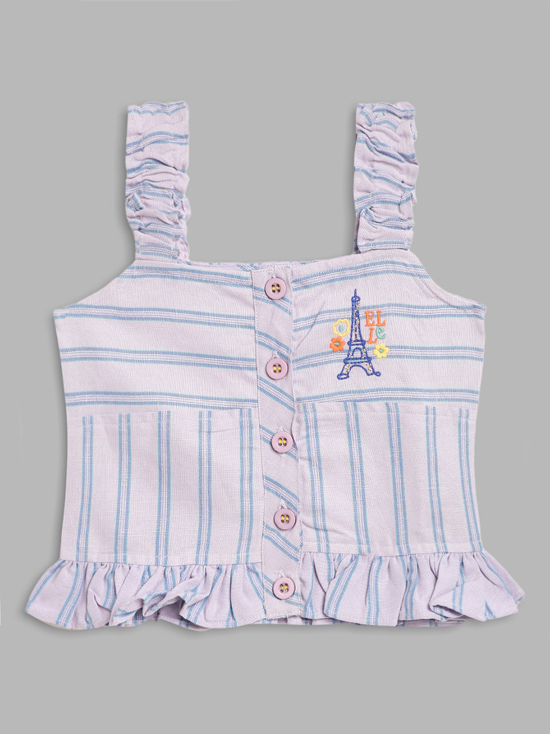 Elle Kids Girls Lilac Striped Square Neck Top
