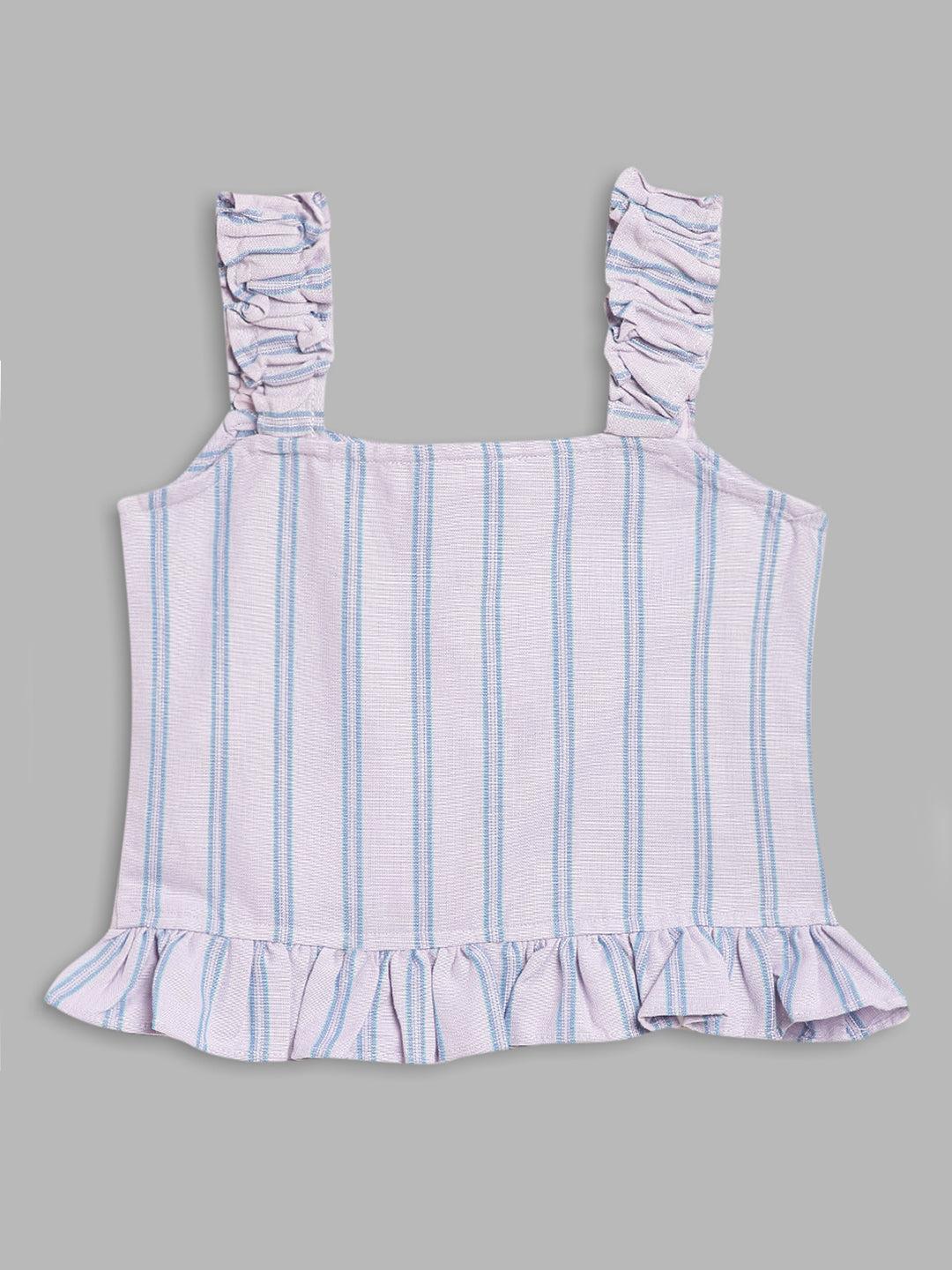 Elle Kids Girls Lilac Striped Square Neck Top