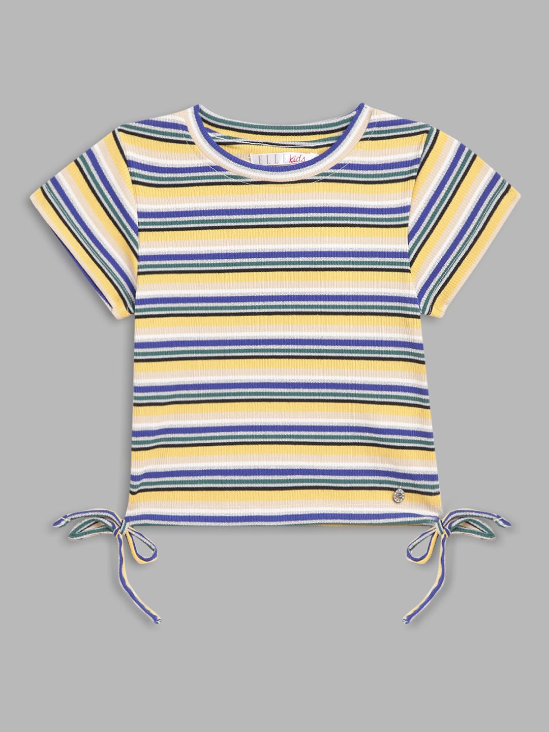 Elle Kids Girls Multi Striped Round Neck Tshirt