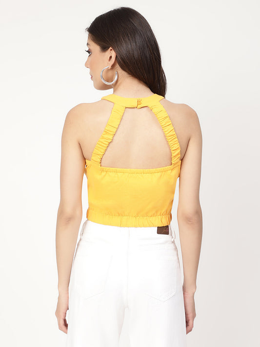 Elle Yellow Slim Fit Crop Top