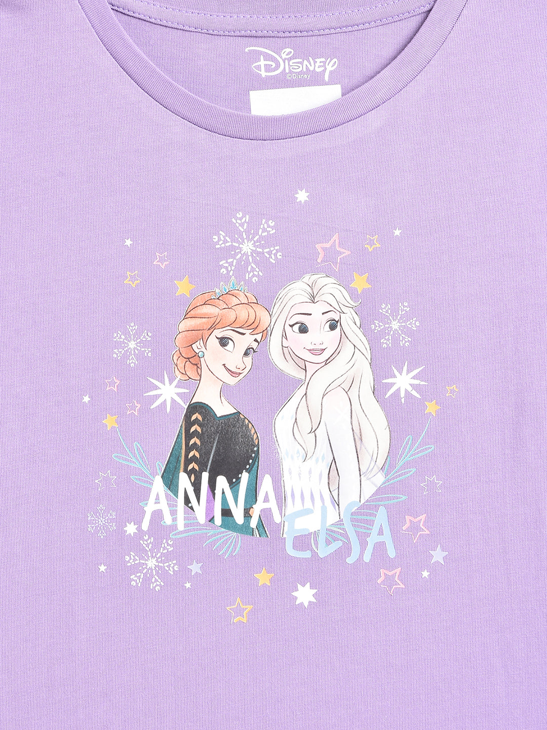 Blue Giraffe Kids Purple Printed Disney Princess Regular Fit Top