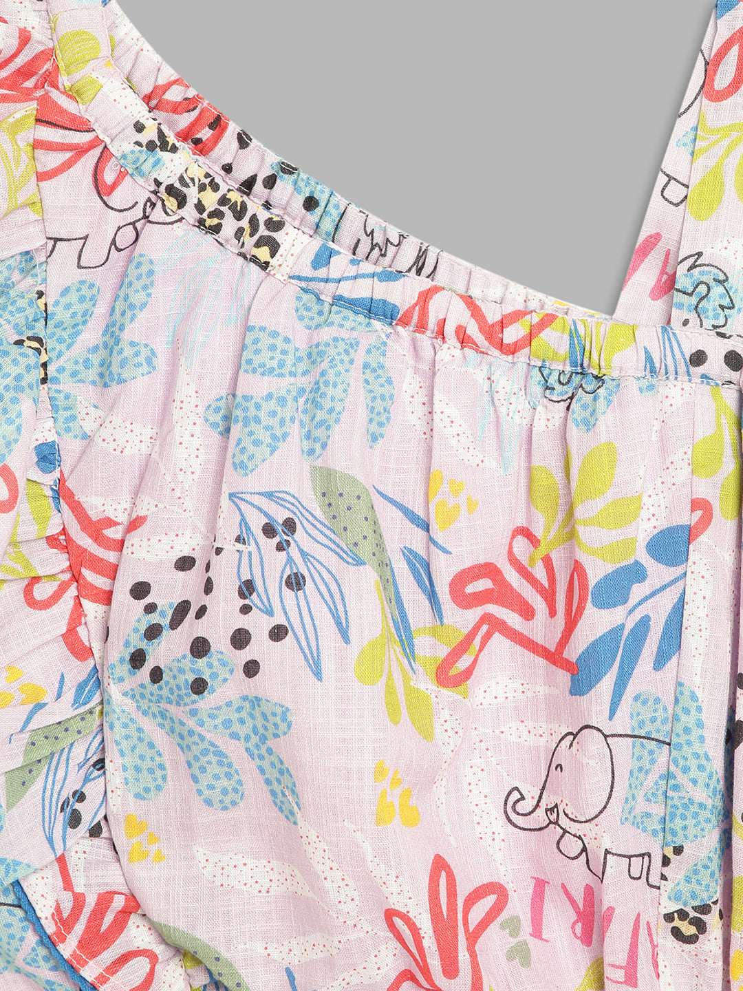 Elle Kids Girls Multi Printed Asymmetrical Neck Top